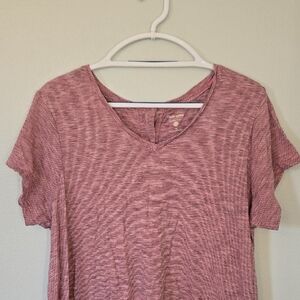 Ruff Hewn | Pink Stripe Short Sleeve Tee Button Back Size 1X
